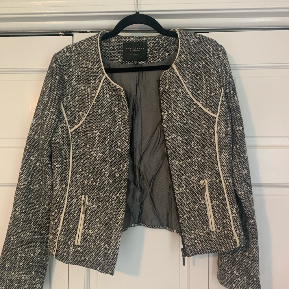 Sanctuary black and white tweed jacket sz M